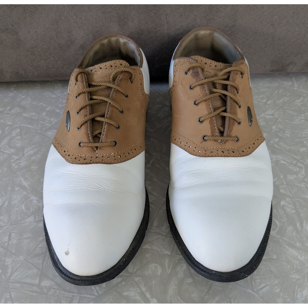 Nike Zoom Air Kempshall Golf Shoes White Tan Saddle Oxford Spikeless Vintage Sz8 - Picture 3 of 10
